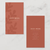 Moderne Abstracte terracotta Bruine Botanische Bla Visitekaartje (Voorkant / Achterkant)