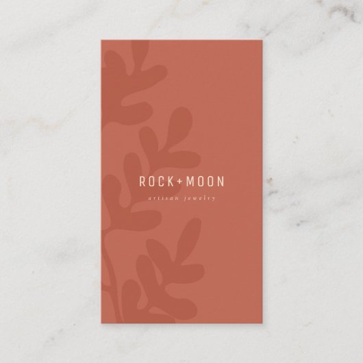 Moderne Abstracte terracotta Bruine Botanische Bla Visitekaartje (Voorkant)