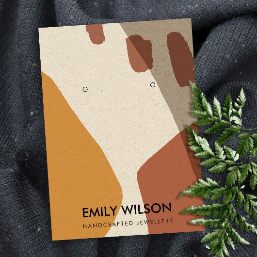 MODERNE ABSTRACTE TERRACOTTA KUNST OORBEL DISPLAY VISITEKAARTJE