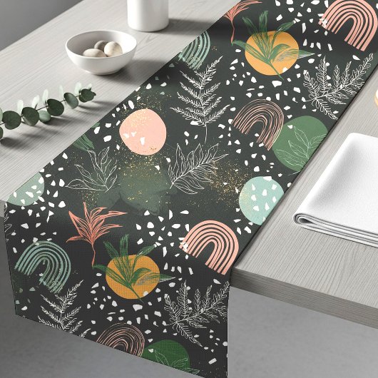 Moderne Abstracte Terrazzo & Botanische Collage Korte Tafelloper