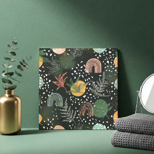 Moderne Abstracte Terrazzo & Botanische Collage Tegeltje
