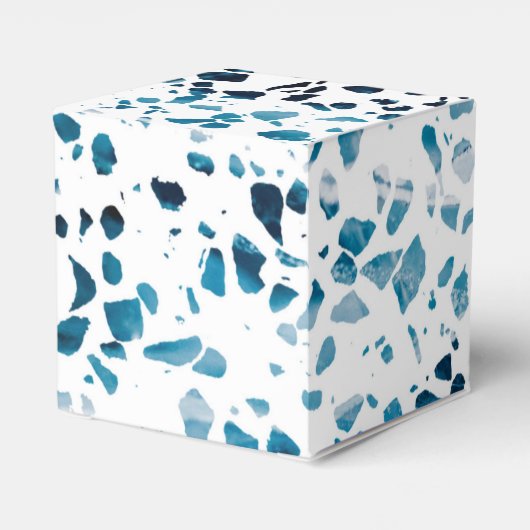 Moderne Abstracte terrazzo mosaic Blue Wedding Bedankdoosjes (Achterkant)