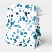 Moderne Abstracte terrazzo mosaic Blue Wedding Bedankdoosjes (Achterkant)