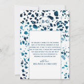 Moderne Abstracte terrazzo mosaic Blue Wedding Bedankkaart (Voorkant)