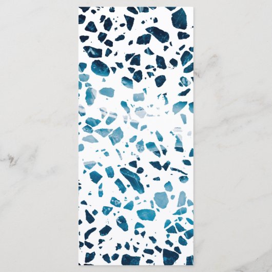 Moderne Abstracte terrazzo mosaic Blue Wedding Menu (Achterkant)