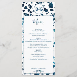 Moderne Abstracte terrazzo mosaic Blue Wedding Menu
