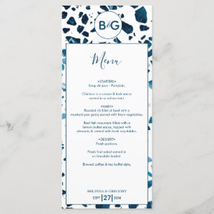 Moderne Abstracte terrazzo mosaic Blue Wedding Menu
