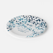 Moderne Abstracte terrazzo mosaic Blue Wedding Papieren Bordje (Gekanteld)