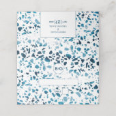 Moderne Abstracte Terrazzo Mosaic Blue Wedding Pla Plaatskaartje (Buitenkant ongevouwen)