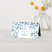 Moderne Abstracte Terrazzo Mosaic Blue Wedding Pla Plaatskaartje (Achterkant)