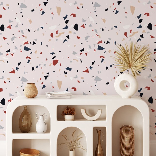 Moderne Abstracte Terrazzo Patroon uit het Midden  Behang (In situ)
