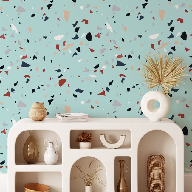 Moderne Abstracte Terrazzo Patroon uit het Midden  Behang (In situ)