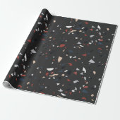 Moderne Abstracte Terrazzo Patroon uit het Midden  Cadeaupapier (Uitgerold)