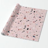 Moderne Abstracte Terrazzo Patroon uit het Midden Cadeaupapier (Uitgerold)