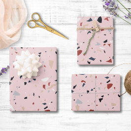 Moderne Abstracte Terrazzo Patroon uit het Midden  Inpakpapier Vel