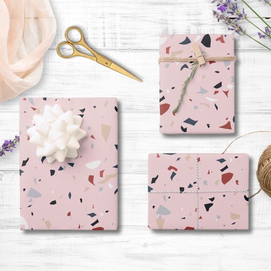 Moderne Abstracte Terrazzo Patroon uit het Midden  Inpakpapier Vel