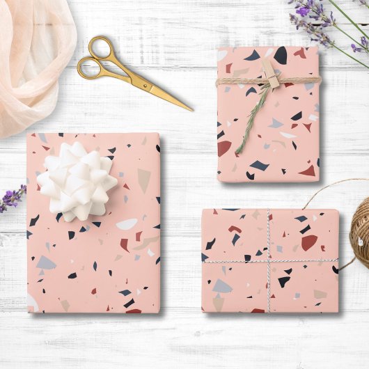 Moderne Abstracte Terrazzo Patroon uit het Midden Inpakpapier Vel