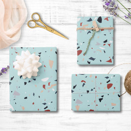 Moderne Abstracte Terrazzo Patroon uit het Midden  Inpakpapier Vel