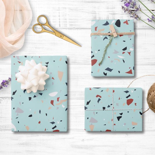 Moderne Abstracte Terrazzo Patroon uit het Midden  Inpakpapier Vel