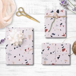 Moderne Abstracte Terrazzo Patroon uit het Midden  Inpakpapier Vel