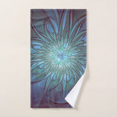 Moderne Abstracte Trendy Blauwe Bloem Fractal Art Bad Handdoek (Handdoek)