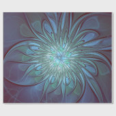 Moderne Abstracte Trendy Blauwe Bloem Fractal Art Cadeaupapier (Vlak)