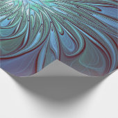 Moderne Abstracte Trendy Blauwe Bloem Fractal Art Cadeaupapier (Hoek)