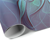 Moderne Abstracte Trendy Blauwe Bloem Fractal Art Cadeaupapier (Rol Hoek)