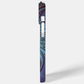 Moderne Abstracte Trendy Blauwe Bloem Fractal Art Case-Mate iPhone Case (Achterkant / Links)