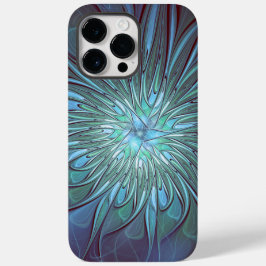Moderne Abstracte Trendy Blauwe Bloem Fractal Art Case-Mate iPhone 14 Pro Max Hoesje