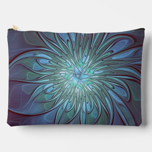 Moderne Abstracte Trendy Blauwe Bloem Fractal Art Etui (Voorkant)