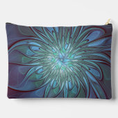 Moderne Abstracte Trendy Blauwe Bloem Fractal Art Etui (Achterkant)