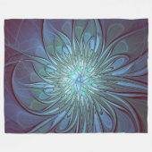Moderne Abstracte Trendy Blauwe Bloem Fractal Art Fleece Deken (Voorkant (Horizontaal))