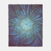 Moderne Abstracte Trendy Blauwe Bloem Fractal Art Fleece Deken (Voorkant)
