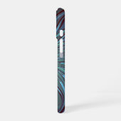 Moderne Abstracte Trendy Blauwe Bloem Fractal Art iPhone 16 Hoesje (Linkerkant)