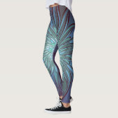 Moderne Abstracte Trendy Blauwe Bloem Fractal Art Leggings (Links)