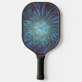 Moderne Abstracte Trendy Blauwe Bloem Fractal Art Pickleball Paddle (Achterkant)