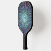 Moderne Abstracte Trendy Blauwe Bloem Fractal Art Pickleball Paddle (Links)
