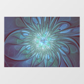 Moderne Abstracte Trendy Blauwe Bloem Fractal Art Raamsticker (Vel)