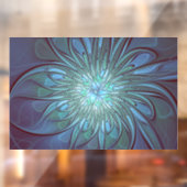 Moderne Abstracte Trendy Blauwe Bloem Fractal Art Raamsticker (Vel 2)