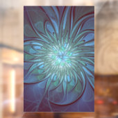 Moderne Abstracte Trendy Blauwe Bloem Fractal Art Raamsticker (Vel 2)