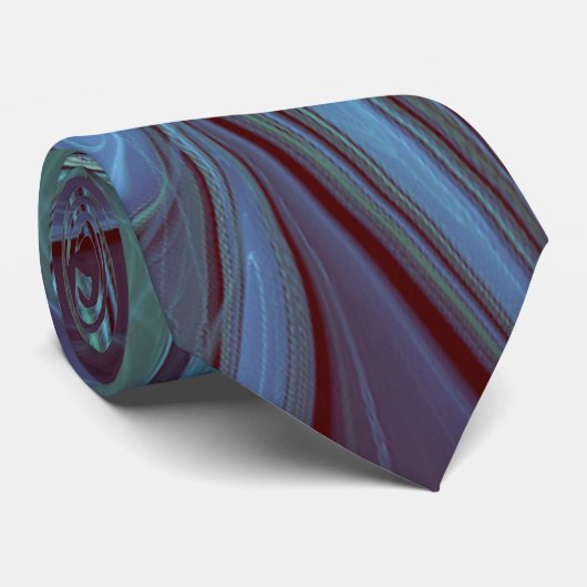 Moderne Abstracte Trendy Blauwe Bloem Fractal Art Stropdas (Opgerold)