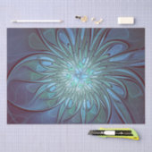 Moderne Abstracte Trendy Blauwe Bloem Fractal Art Tissuepapier (Craft)