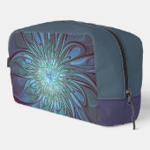 Moderne Abstracte Trendy Blauwe Bloem Fractal Art Toilettasje (Rechterhoek)