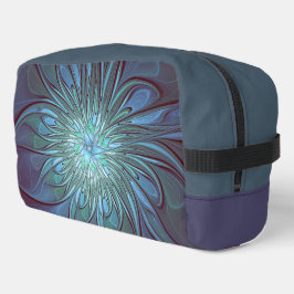 Moderne Abstracte Trendy Blauwe Bloem Fractal Art Toilettasje