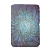 Moderne Abstracte Trendy Blauwe Bloem Fractale Kun Badmat (Voorkant Verticaal)