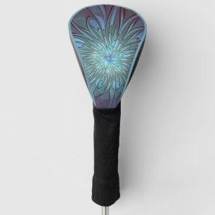 Moderne Abstracte Trendy Blauwe Bloem Fractale Kun Golfheadcover