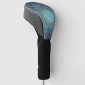 Moderne Abstracte Trendy Blauwe Bloem Fractale Kun Golfheadcover (Schuin)