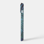 Moderne Abstracte Trendy Blauwe Bloem Fractale Kun iPhone 15 Case (Linkerkant)