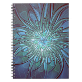 Moderne Abstracte Trendy Blauwe Bloem Fractale Kun Notitieboek